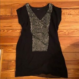 Black & Silver Sequin Tunic Dress